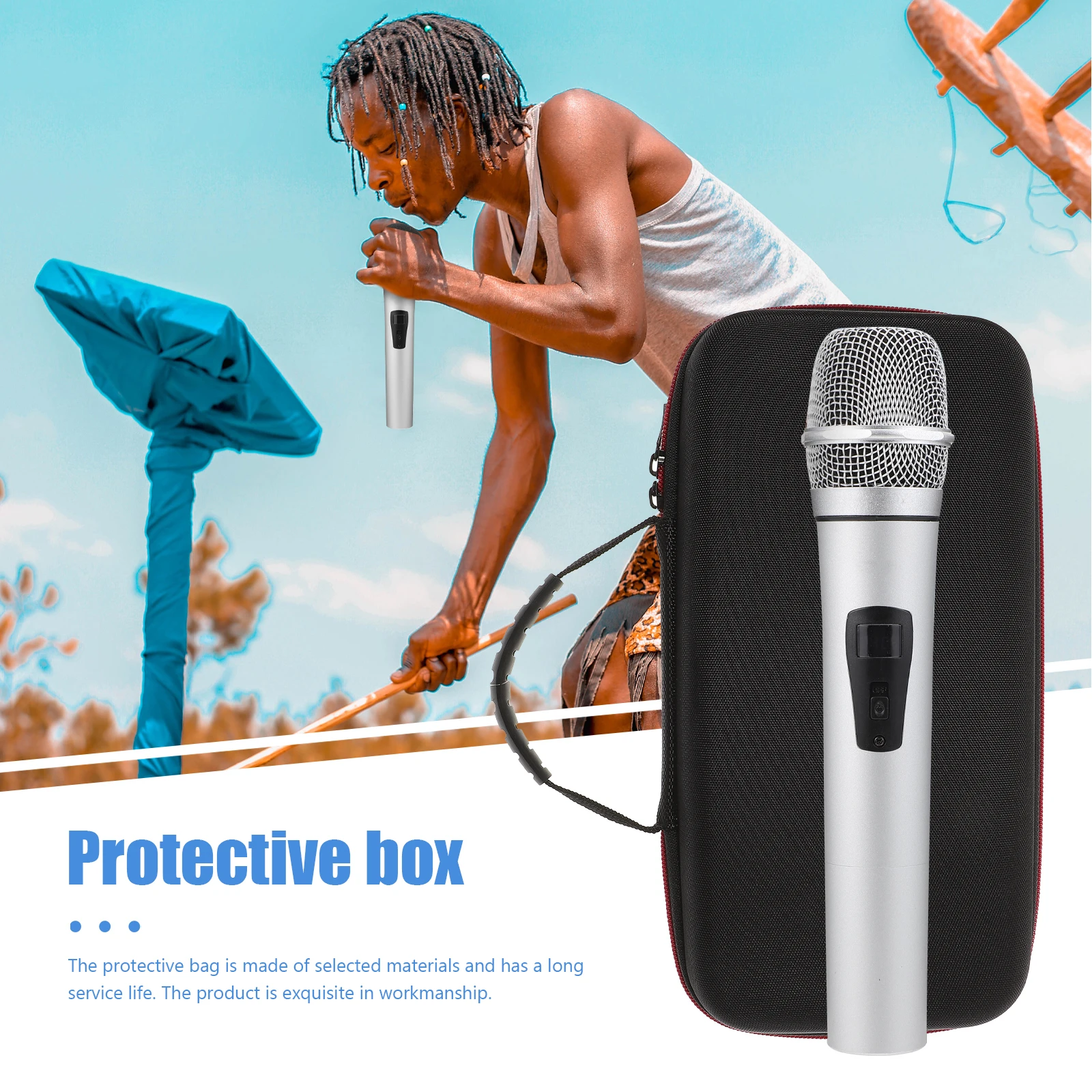 

2 Pieces Shaped Mic Storage Case Shockproof Portable Bag for Microphone Microphone Carrier Accessories Travel Storage