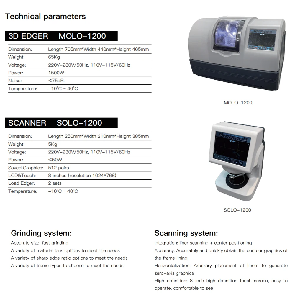 Auto Lens Edger 3D Patternless Edger Machine Optical For Edgeing and Polishing MOLO-1200