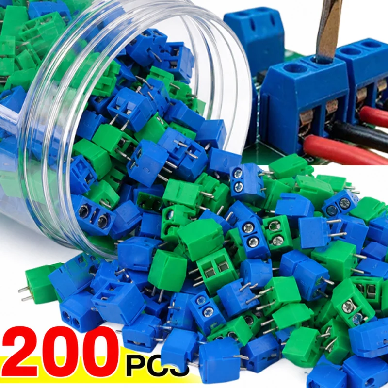 PCB Terminal Block Connector KF301 KF306 2Pin PCB Terminal Blocks Connector 5mm Straight Pin High Current 2P Plug Assortment Kit