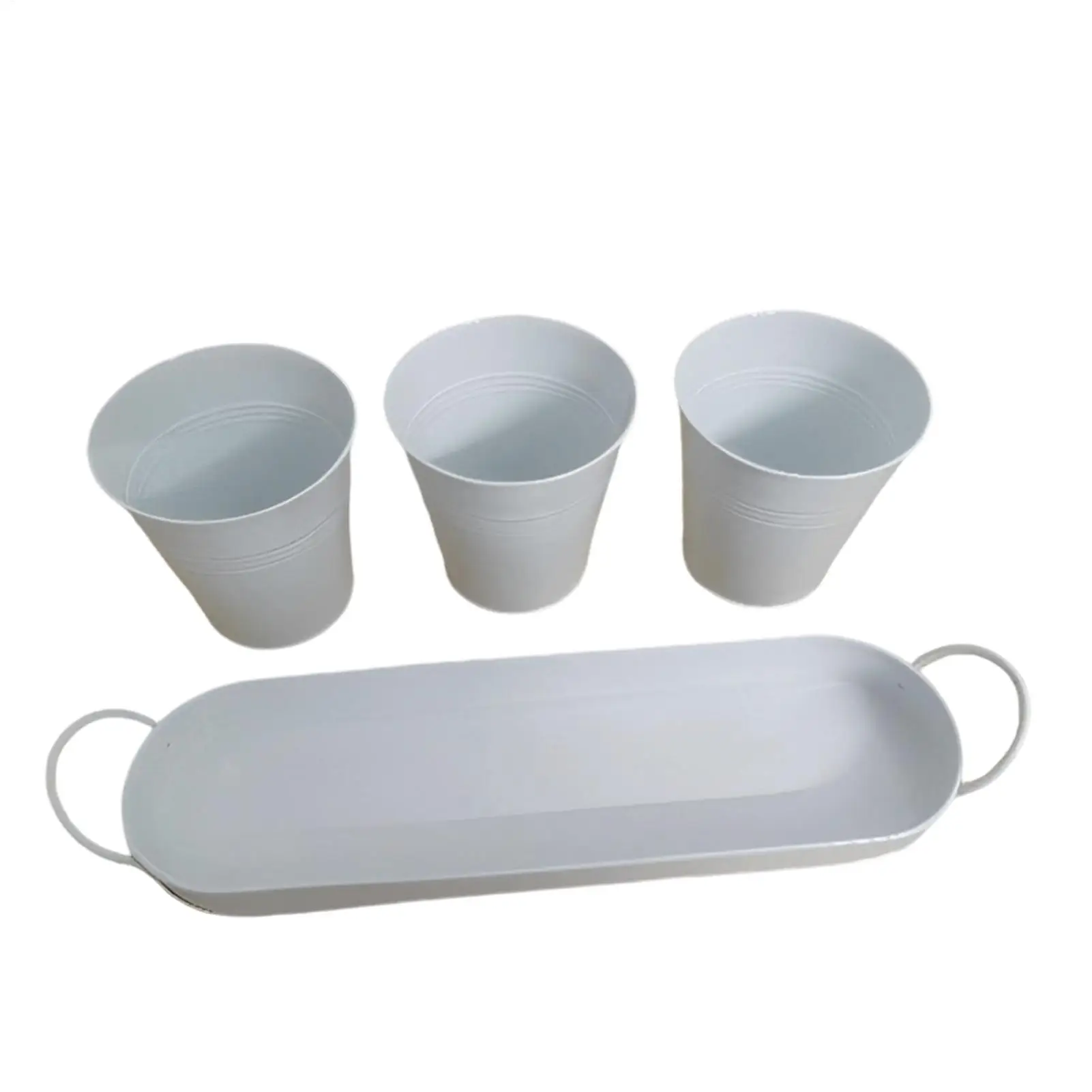 3-piece Indoor Plant Pots Vanilla Planting Basin With Detachable Tray Indowsill Garden Nursery Vase For Plant Cultivation