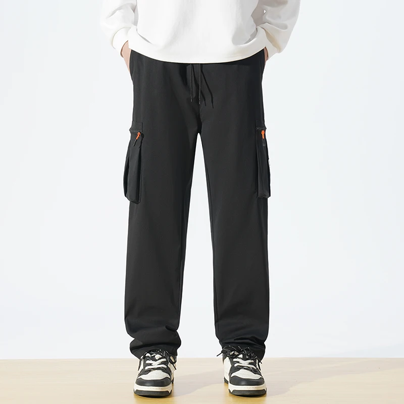 

Japanese workwear pants for men black trendy straight leg casual loose wide leg spring and autumn trousers