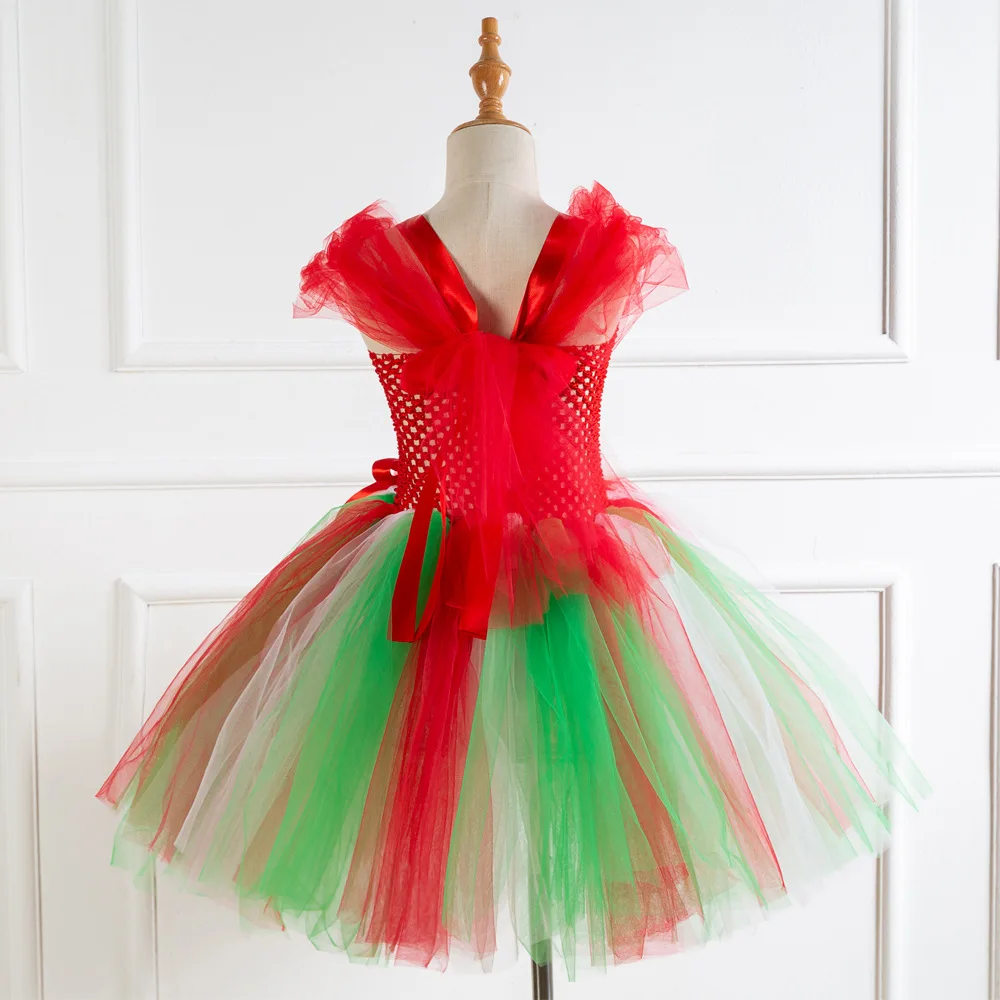 2023 Christmas Costumes Girl Red Tutu Dress Fansy Santa Claus Cosplay Vestidos Party Carnival Outfits Fantasia Clothes 2-12Yrs