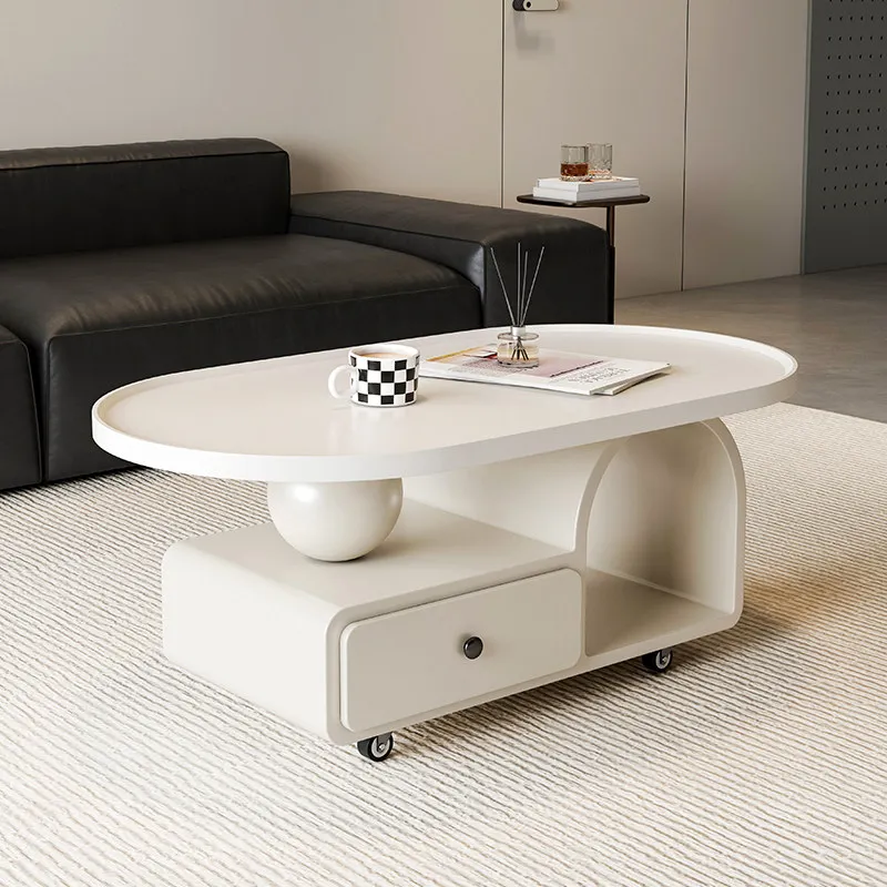 Mesa de centro com gavetas para armazenamento, decoração para sala de estar, mesa de centro moderna e luxuosa, estética nórdica, mesa auxiliar, móveis para casa