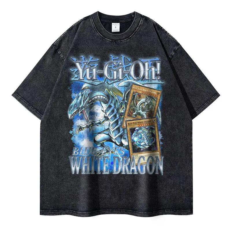 Change of Heart Washed T-shirts Men Women Anime Yu Gi Oh T Shirt Oversized Yugi Muto Tshirt Manga Seto Kaiba Tops Tees Clothing