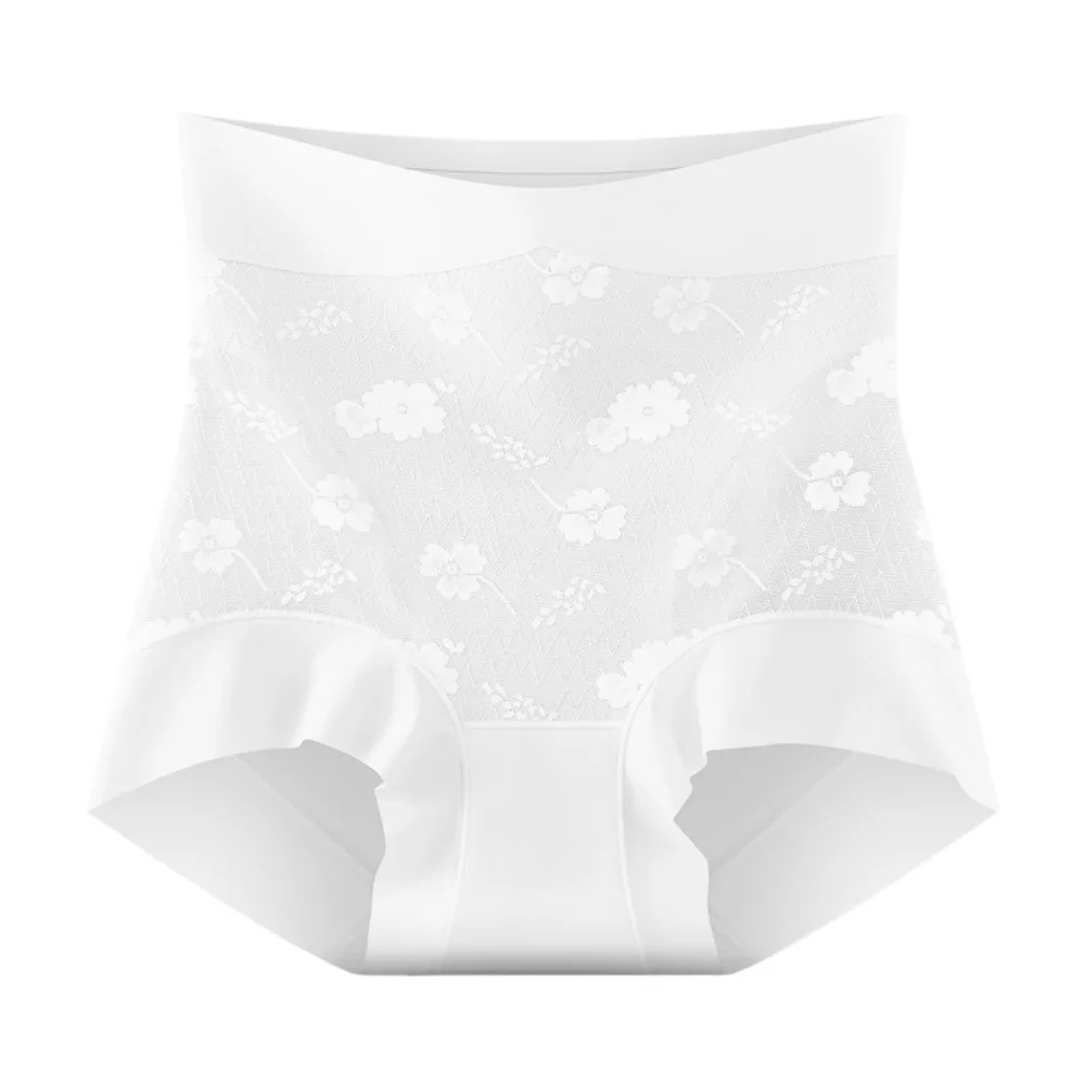 

High Waist Postpartum Body Shaper Flowers Large Size Satin Butt Lifter Briefs Waist Trainer Belly Contracting