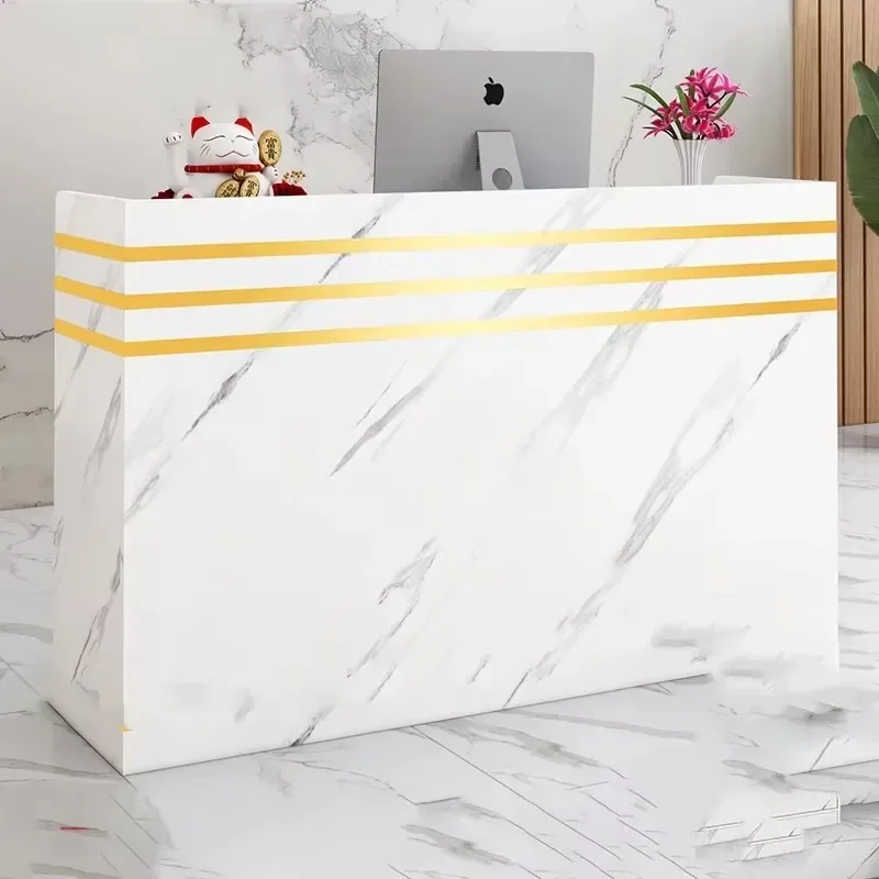 #Cashier White Reception Desks Nordic Design Bar Counter Beauty Reception Desks Stylish Office Mostrador Commercial Furniture