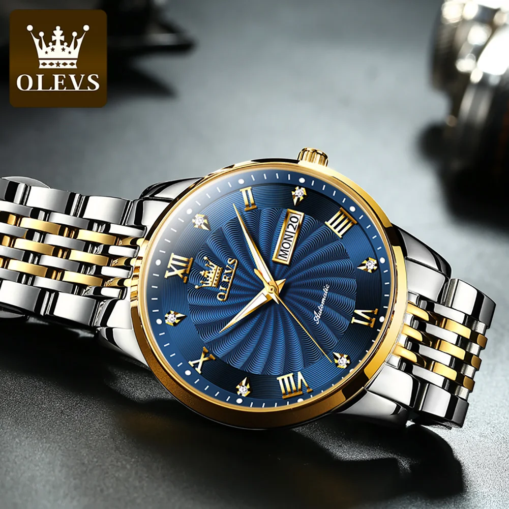 OLEVS Top Brand Luxury Automatic Watch for Men Mechanical Waterproof Stainless Steel Fashion Sports Wristwatch Orologio da uomo