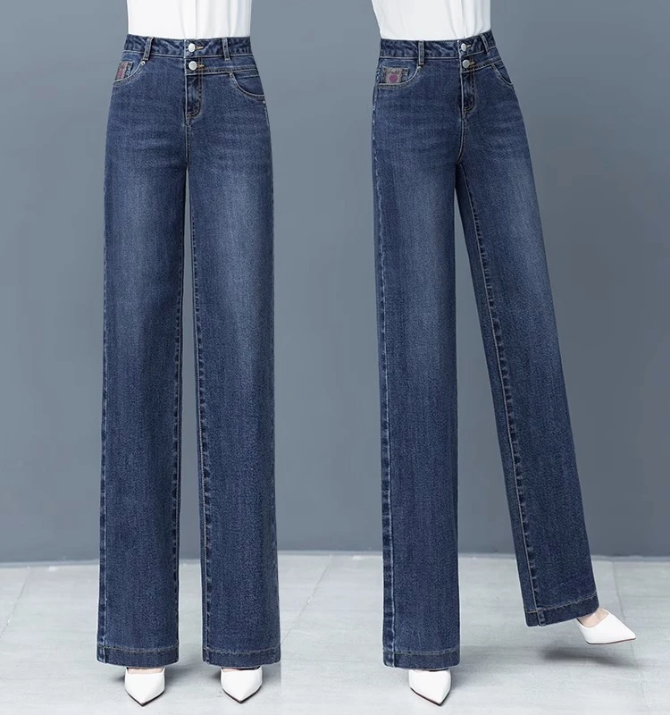 

Women's Denim Wide Leg Pants Spring Autumn Loose Drapey Slimming High Waist Winter Casual Fce Straight Leg Trousers