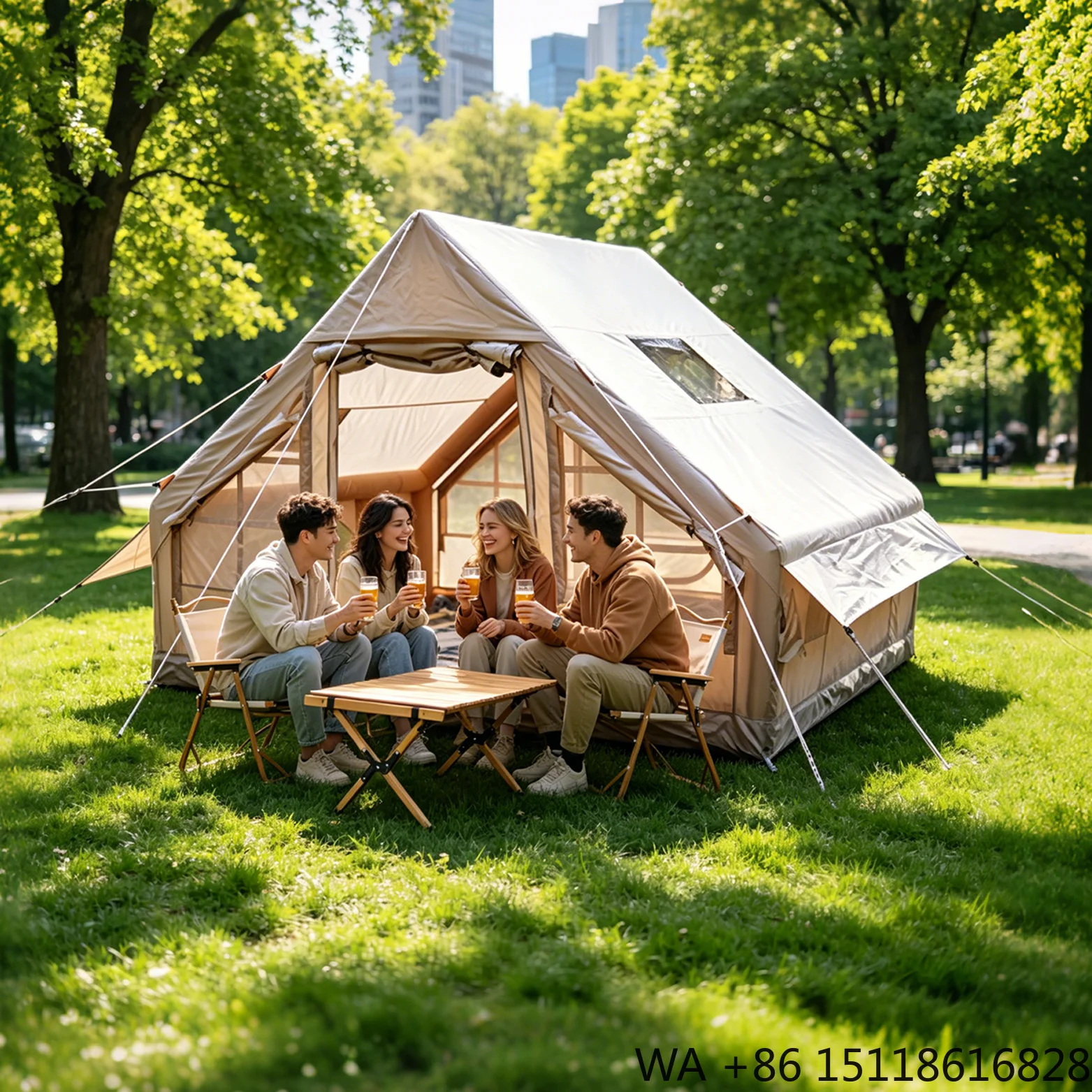 Outdoor Camping Inflatable Tent - Taşınabilir 6.3 ㎡ 3-4 Kişilik Şişme