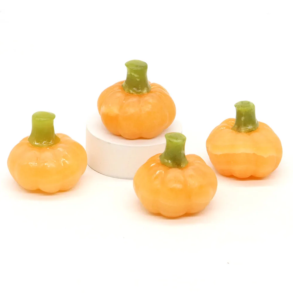 

40mm Natural Stone Pumpkin Statue Reiki Healing Crystal Yellow Jade Gemstone Hand Carved Figurine Home Decoration Halloween Gift