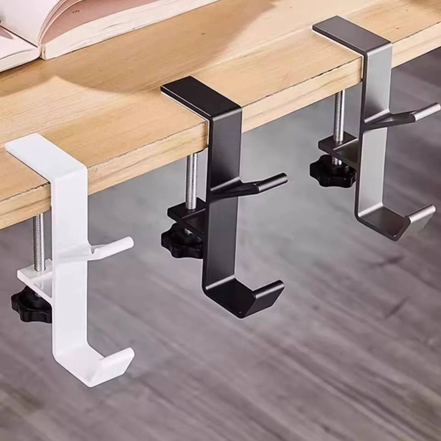 사무용책상 관련상품 2 - 1/2pc 조정 가능한 데스크 엣지 후크 게임용 헤드셋 데스크 행거 배낭 보관 걸이 후크 홀더 펀치없는 홈 오피스 주최자