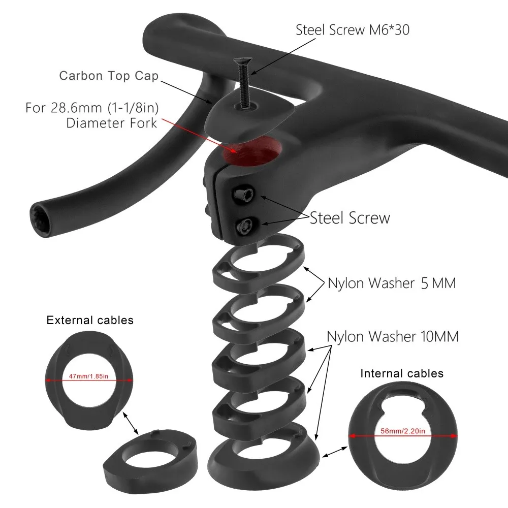 Neuer Rennrad-Vollcarbon-Vorbau Integrierter Fahrradlenker für 28,6mm Mit Abstandshaltern Fahrradteile Zubehör – Detail 5