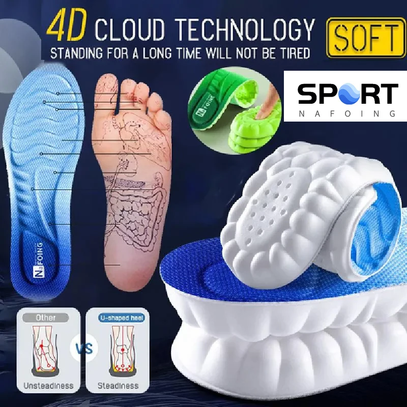 

4D Cloud Technology Sports Insoles for Shoes EVA Sole Soft Breathable Shock Absorption Cushion Running Orthopedic Care Insoles