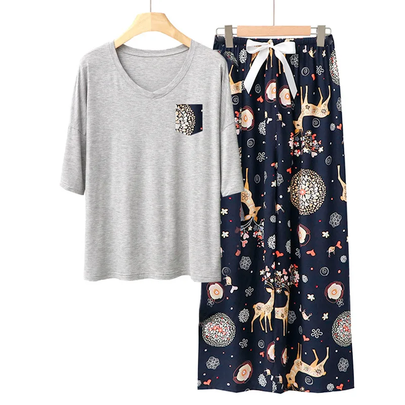 Scandi Summer Modal Pajamas Sets 2pcs Lightweight Viscose Homewear Minimalist Lady's Loungewear Short Sleeve Shorts