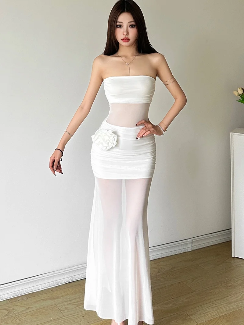 Weird Puss Cloud Mist Thin Veil Cold Sensation Super Fairy Rose Decoration See tough Design Slimming Dr Women's Faion