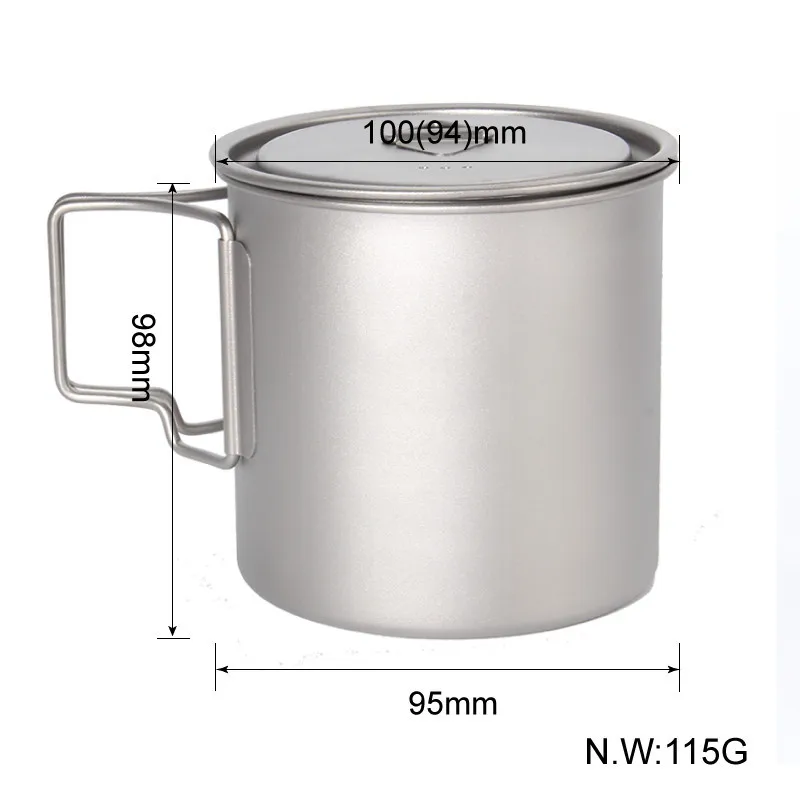 Camping Titan Tassen 450 ml 550 ml 650 ml 750 ml Ti Tassen Kochtopf Ultraleichter Klappgriff – Detail 10