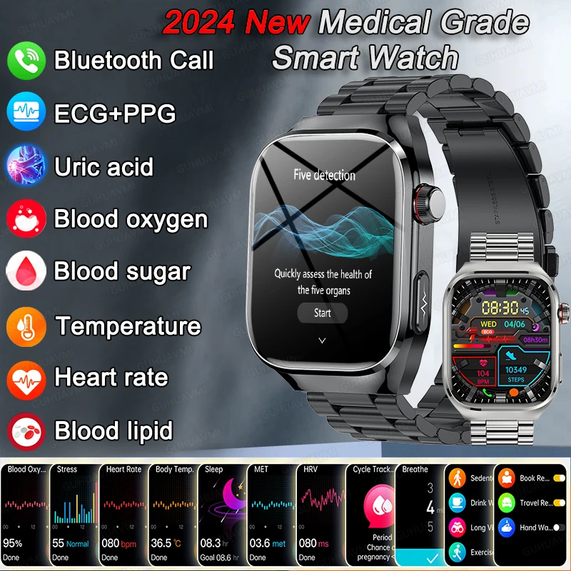 2024 neuer Mann medizinische Qualität Blutdruck messung Gesundheit Smartwatch Harnsäure Frauen