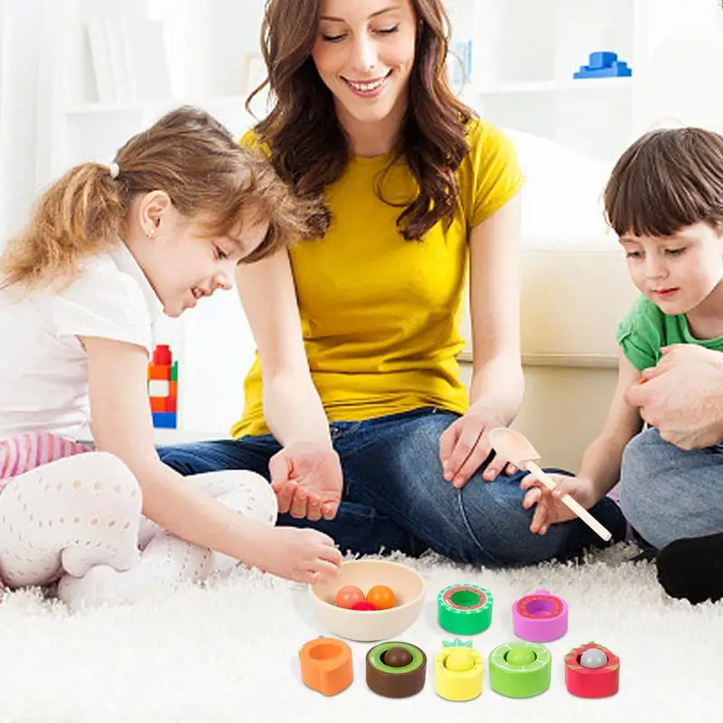 Wooden Sorting Fruit Toy Educational Color Matching Sensory Toy Fruits Classification Motor Skills Enhancer Game For Preschool