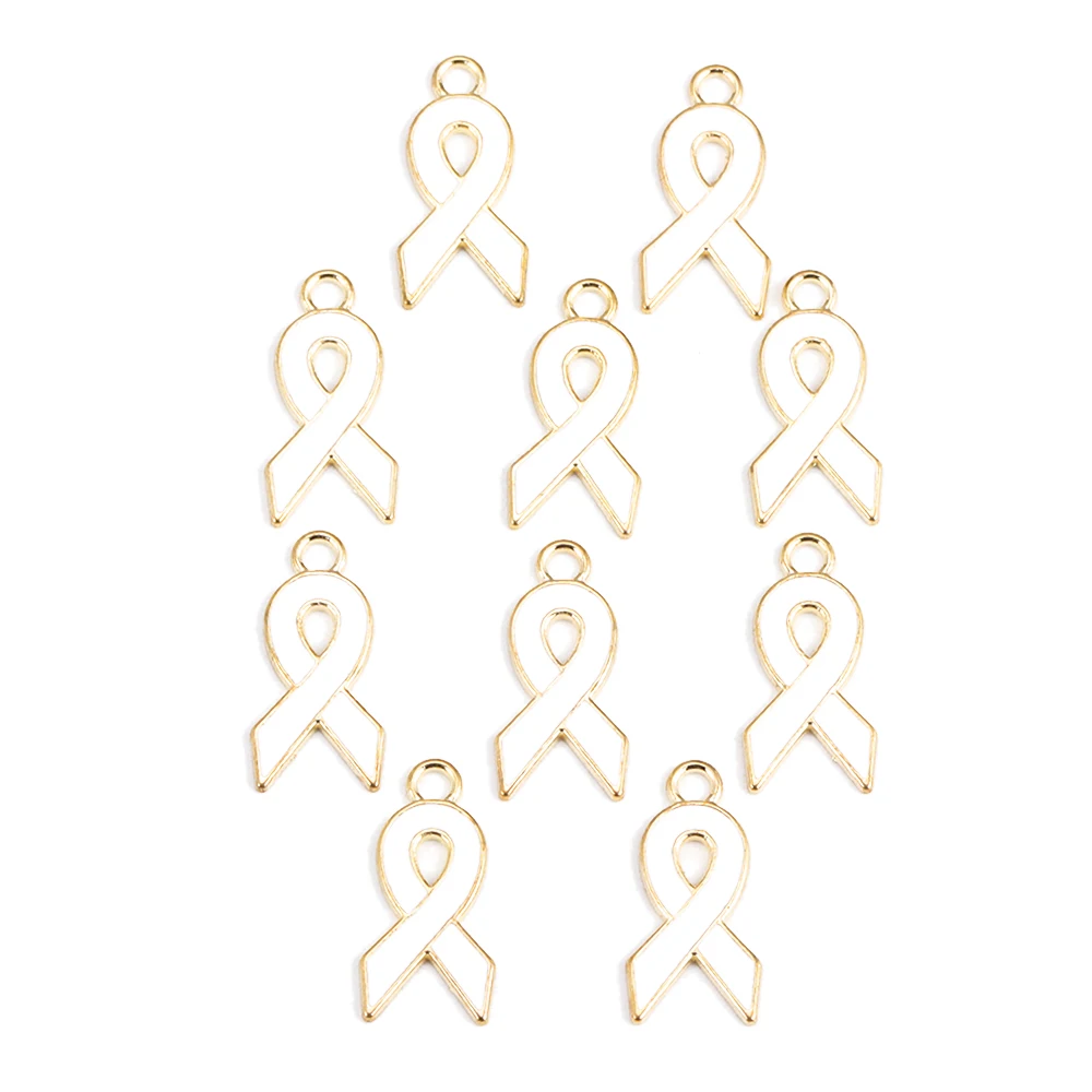 20pcs 20*10mm bunte Emaille rotes Band Brustkrebs Bewusstsein Legierung Anhänger Charme für Schmuck machen DIY Halskette Zubehör – Detail 10