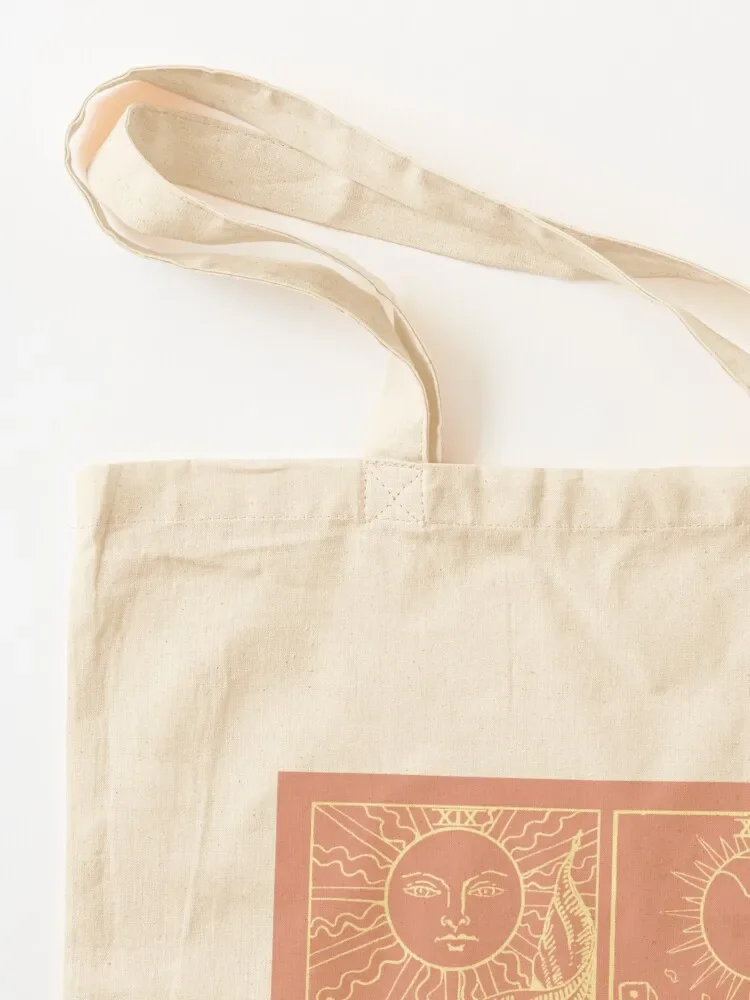 Moon & Sun Tarot Peach & Cream Tote Bag tote screen foldable reusable woman canvas