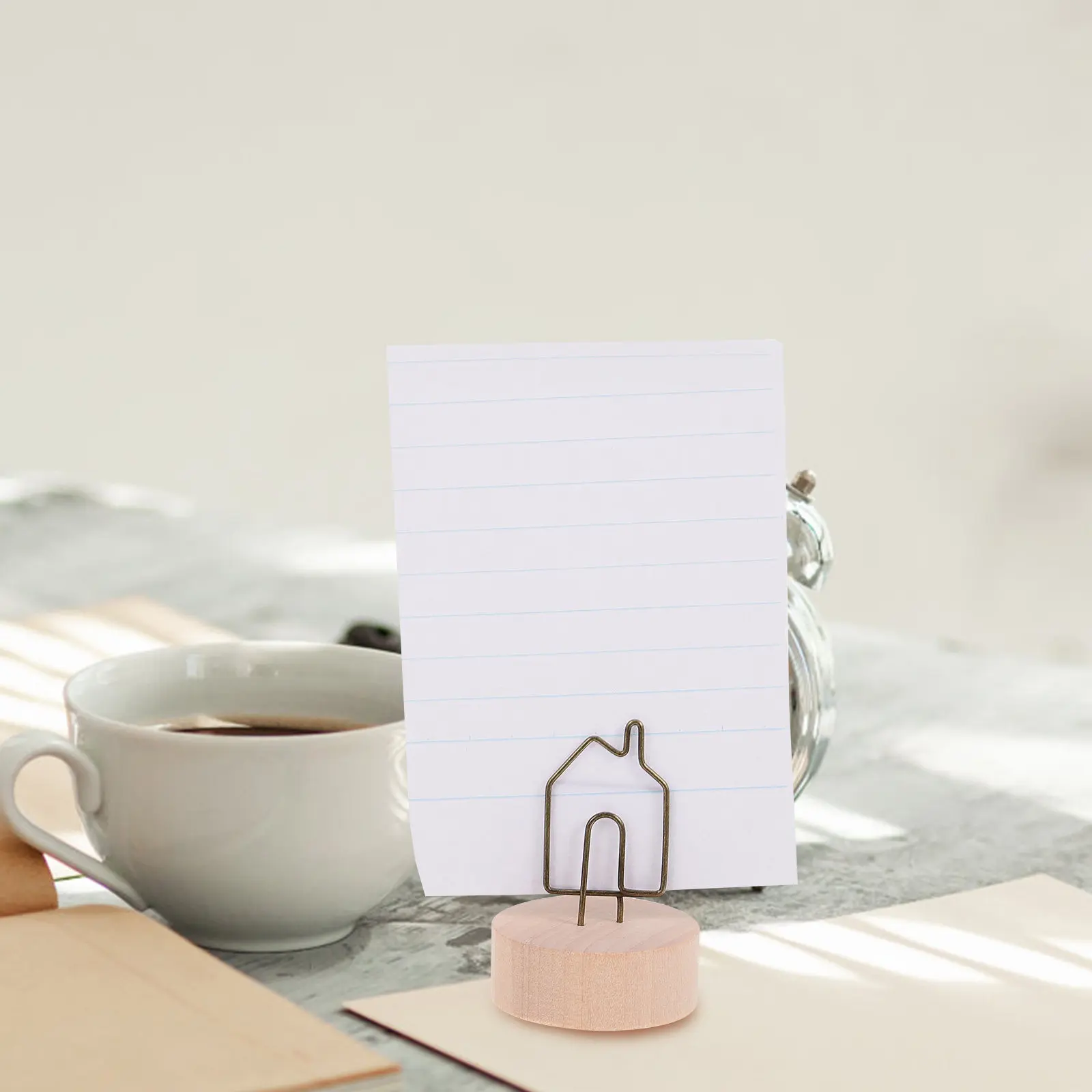 4Pcs Chic Wooden Photo Clip Memo Holder Table Number Holder Name Card Stand for Wedding Birthday Party Desk Decoration Office