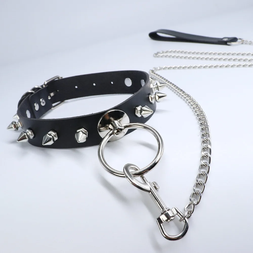 

UYEE Harness Women Collar Chain Punk Rock Gothic Choker Sexy PU Leather Fetish Spike Collar Choker Necklace Cosplay Accessories
