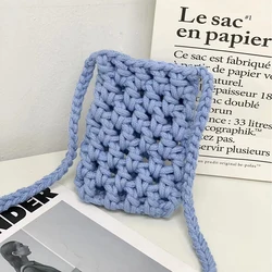 Hand Hook Cotton Thread Shoulder Crossbody Bags for Women Cute Fashion Ladies Summer Weave Phone Bags Purses 2022 New Handbags