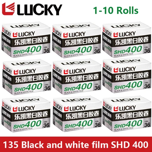 1/3/5/10 rollos CHINA LUCKY 135 Película en blanco y negro SHD400 36 hojas con código DX Exposición ISO 400 (Fecha de caducidad: 2027)