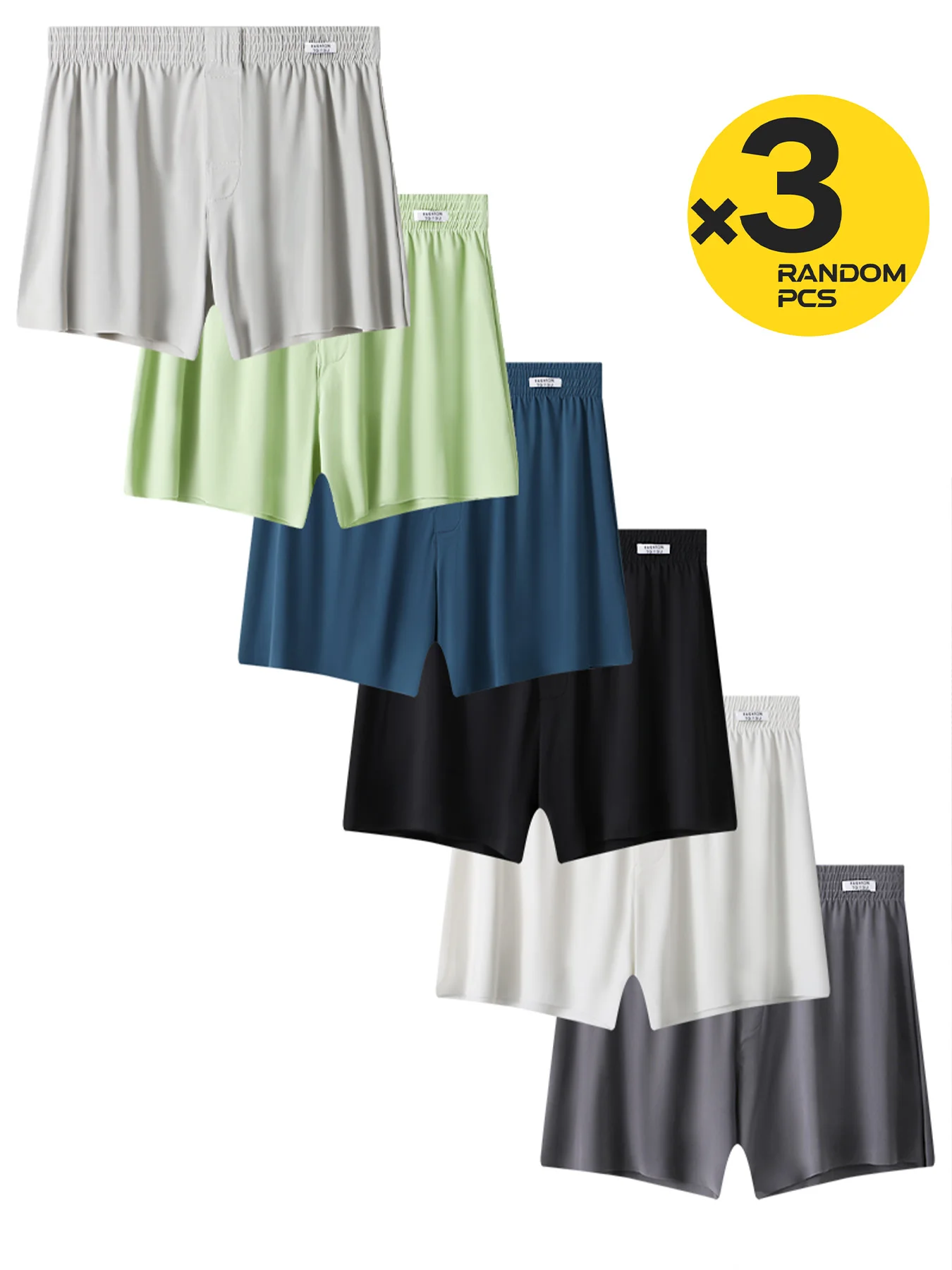 

Мужские брюки со стрелками, мужские боксеры из ледяного шелка, свободные мужские трусы со средней талией больших размеров, домашняя одежда, удобные трусики, случайные 3 шт.