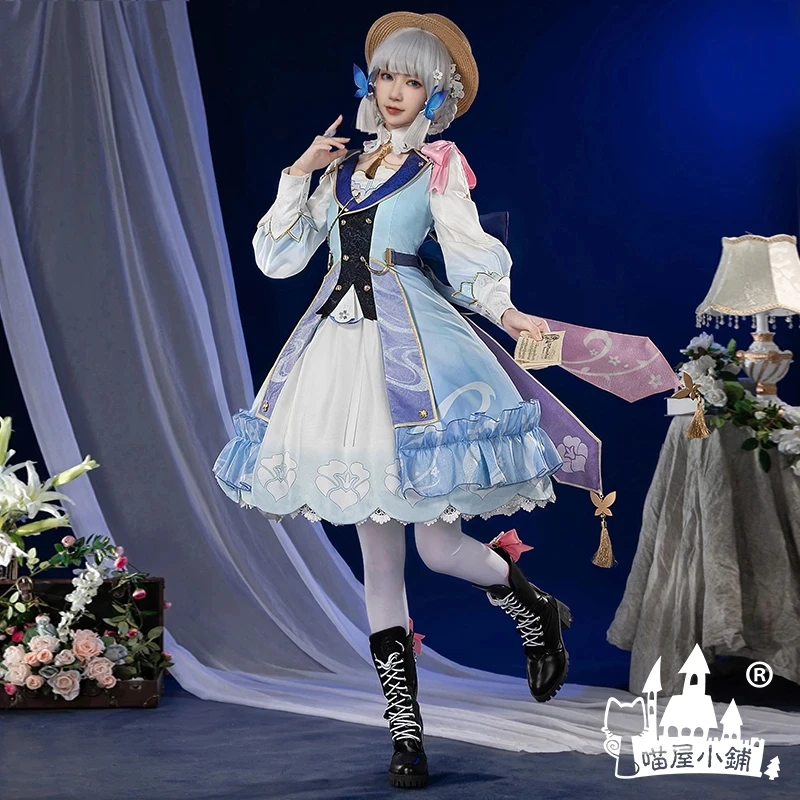 COS-KiKi-Costume Cosplay pour Femme, Tenue de ix, Genshin Impact Kamisato Ayaka, Temps de Floraison, Lettre Entrante, Jeu Trempé, Robe Lolita