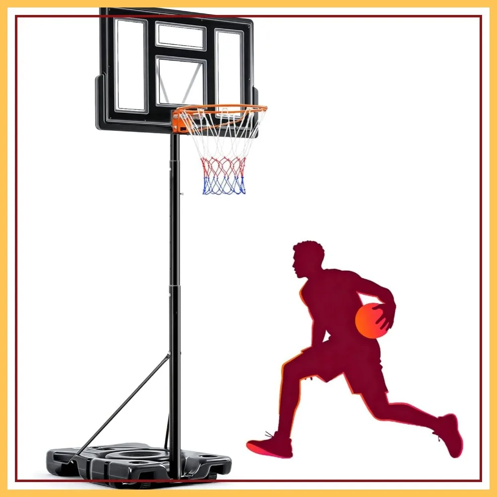 

Adjustable Portable Basketball Hoop, 6.1-10ft Height, Shatterproof Backboard, Fillable Base for Outdoor