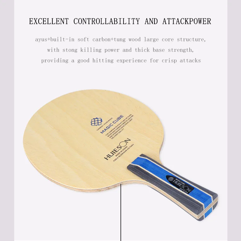 HUIESON-Magic Cube شفرة تنس الطاولة ، 7 طبقات ، 5 خشب و 2 من ألياف الكربون ، شفرة Ping Pong الاحترافية ، مقبض قصير وطويل
