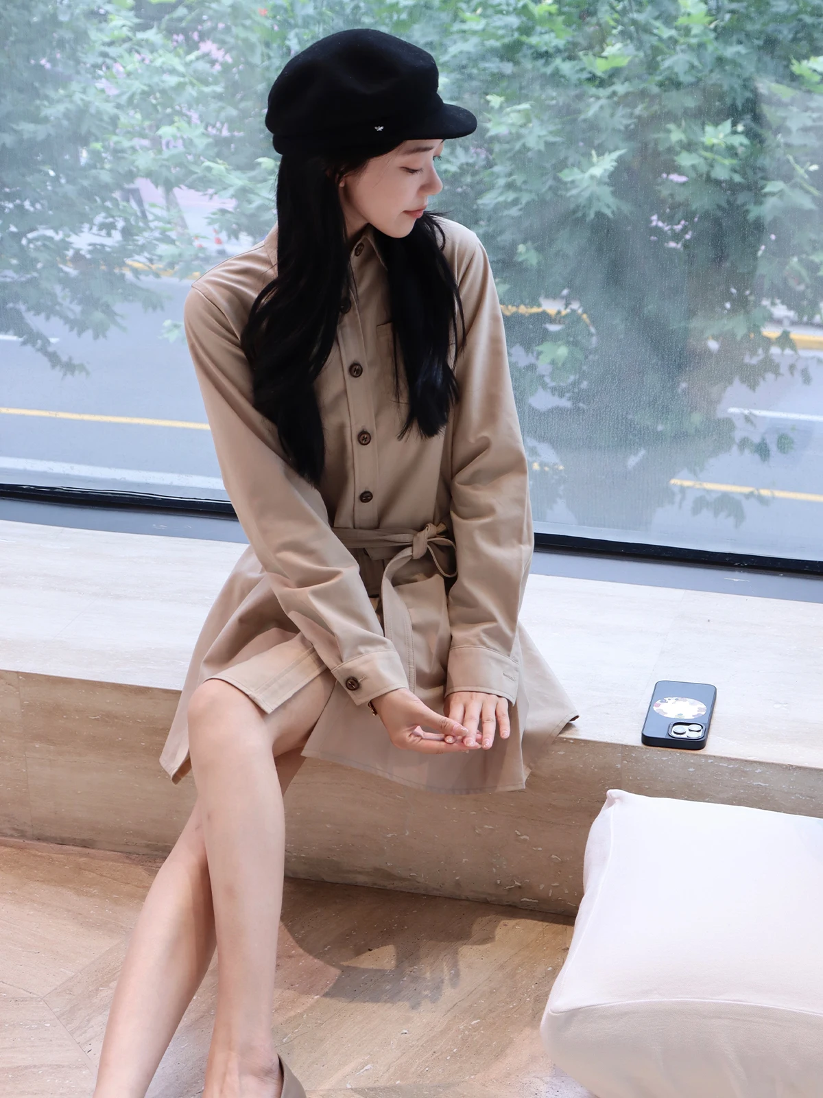 

Zearzz 825 Parisian Sle Vintage Windbreaker Dr Женское пальто средней длины с поясом для осеннего сезона, модная одежда для поездок на работу