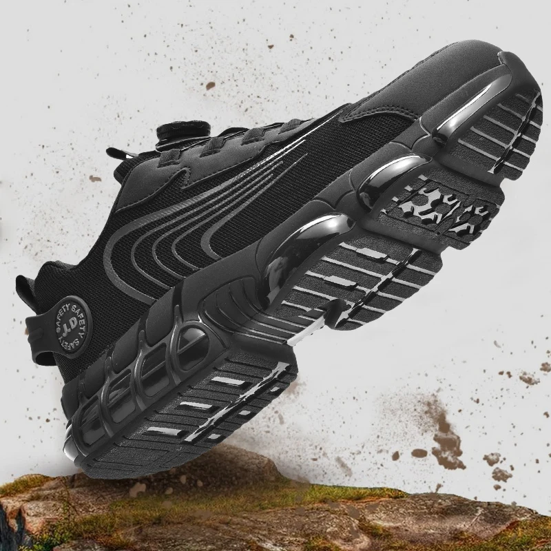 Zapatos de trabajo de seguridad con punta de acero para hombre, calzado protector resistente a pinchazos, resistente a impactos, ligero y duradero de grado industrial