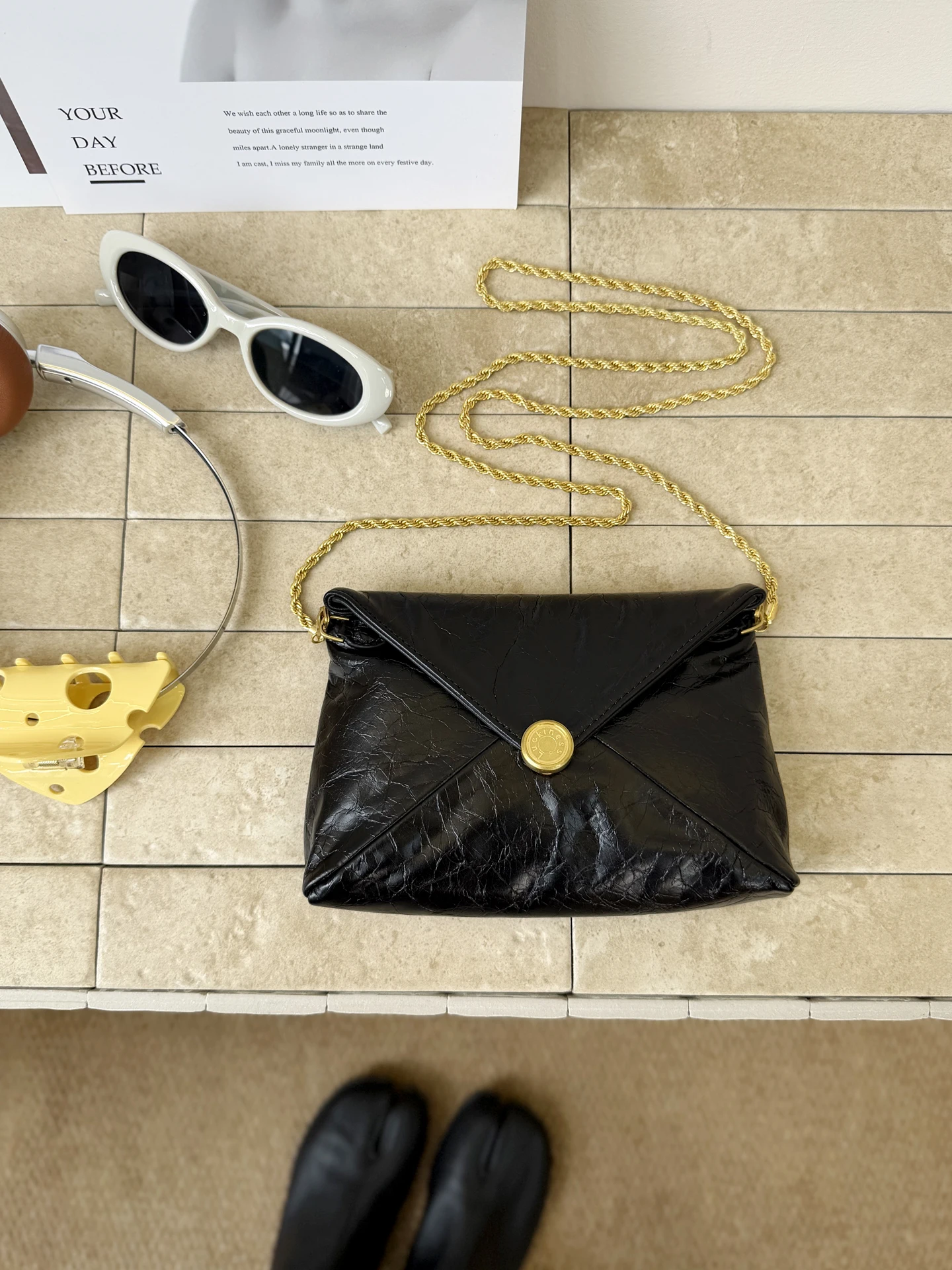 Women Bags Gold - Top Layer Oil Wax Sheepskin Gold