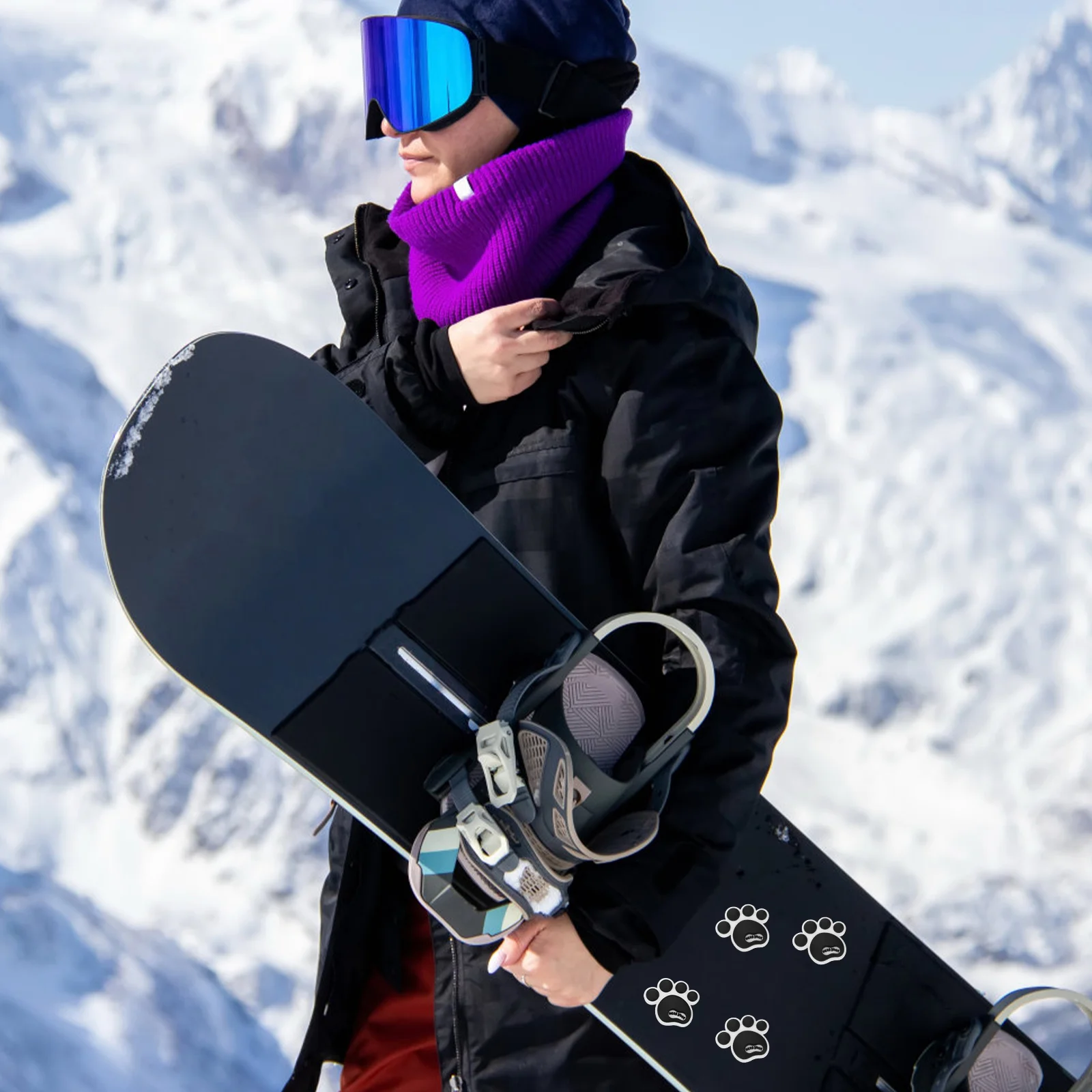 Bantalan Pelindung Anti Selip Snowboard Dekoratif Halus Silikon Anti-selip 4 Buah untuk Papan Seluncur Salju Harian