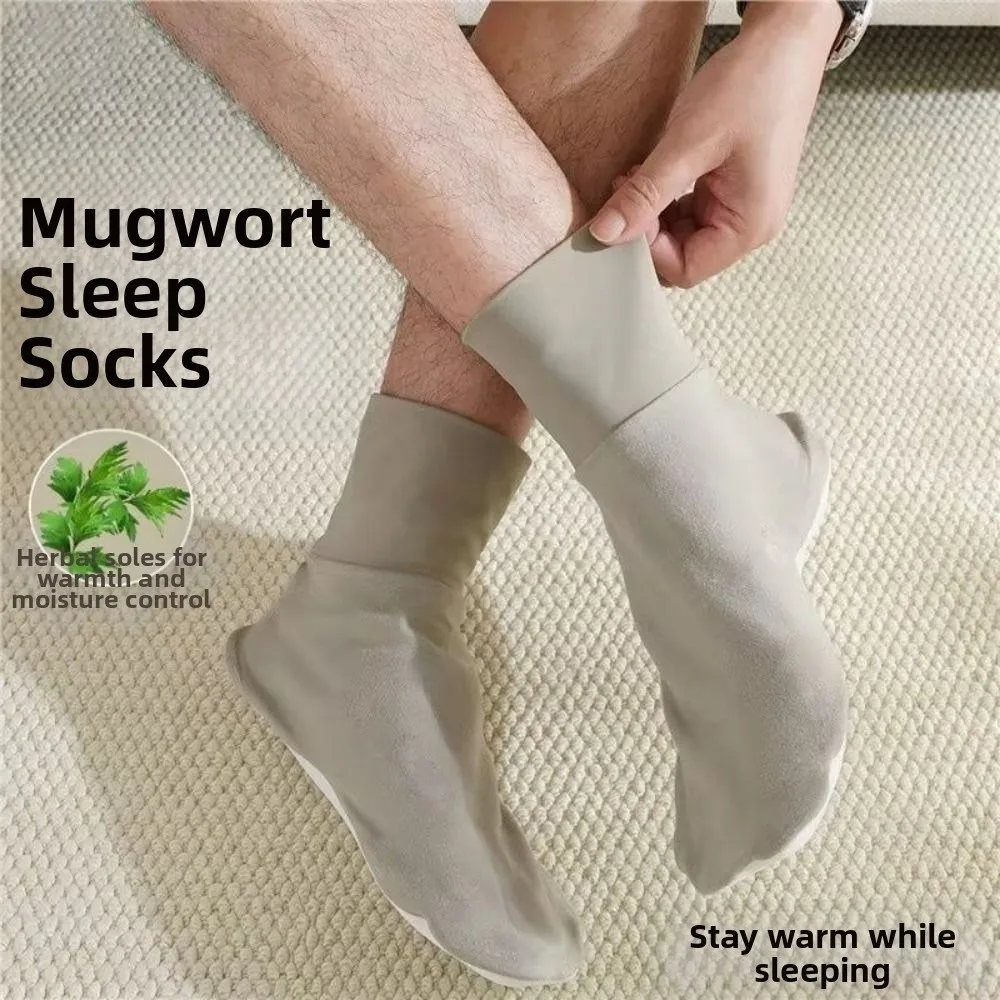Loose Air Conditioning Sleep Socks Mugwort Bottom Anti Cold Men Floor Socks Keeping Warm Moisture Proof Middle Tube Socks Home