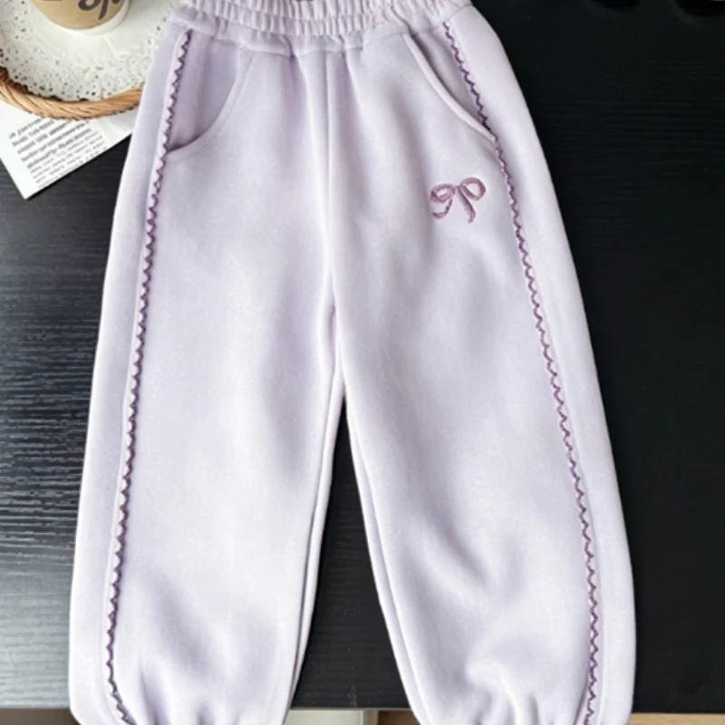 New Spring and Autumn Korean Style Fashionable Casual Pants Girls Lace Bow Guard Trousers Sports Pants