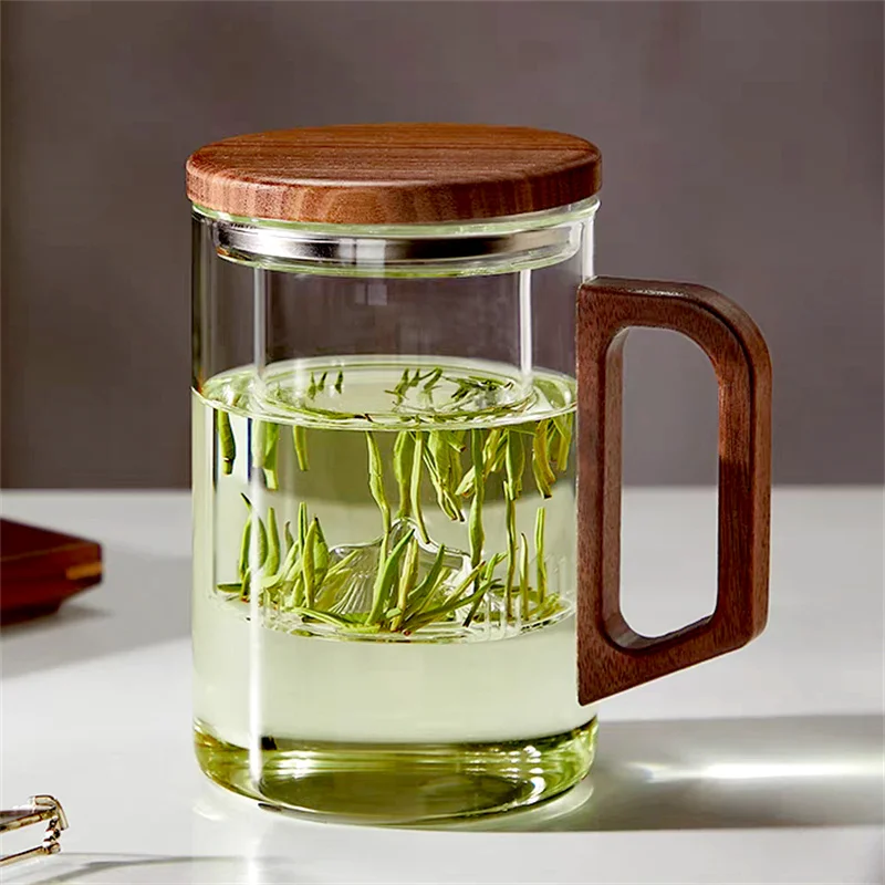 Large Capacity 800ml 1000ml Tea Water Separation Glass Tea Mug With Mountain Bottom Filter Heat Resistant Tea Making Cup Teaware