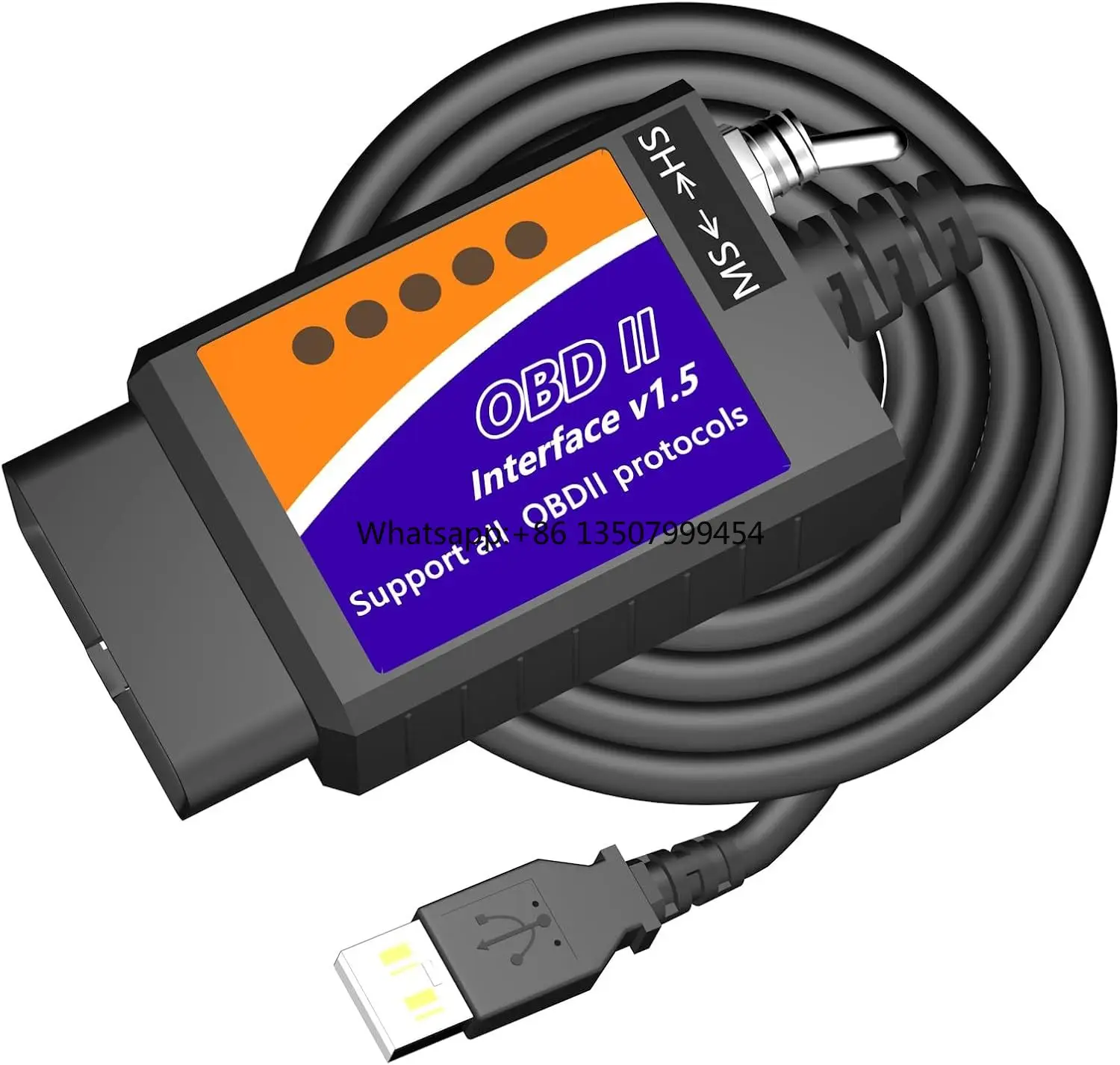 

ELM 327 USB Cable Interface OBD to USB OBD 2 II Connector OBDII Scan Automotive Diagnostic Tool