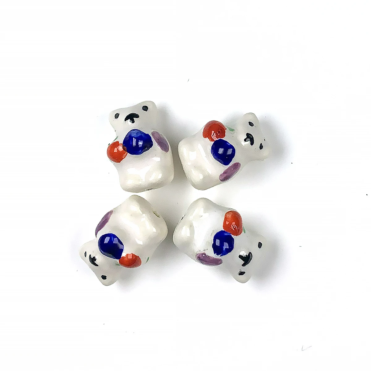 12x17mm 4pcs Hand-Painted Greedy Polar Bear Ceramic Bead DIY for Jewelry Making Bracelets Earrings Necklace