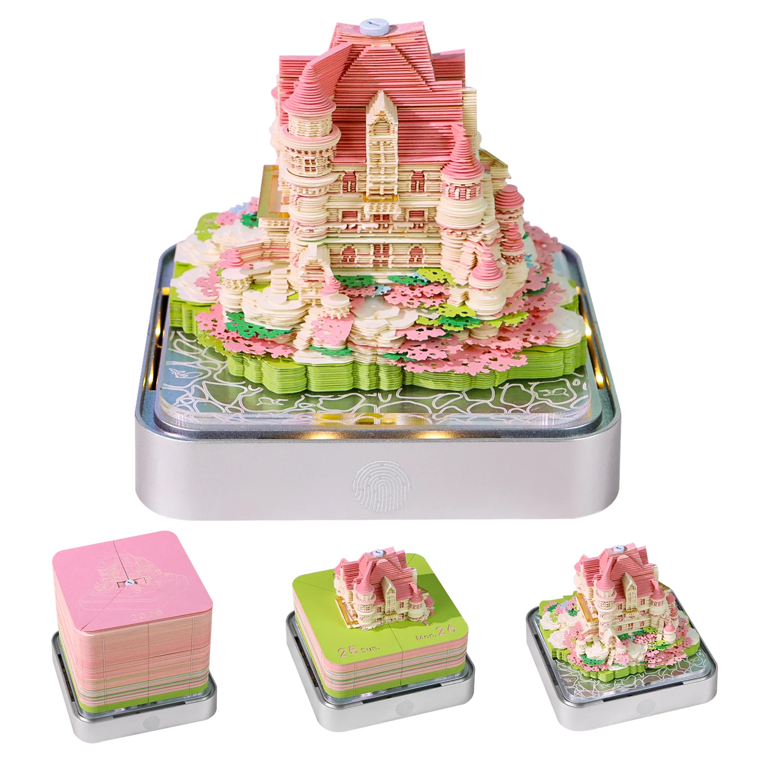 2026 Love Castle Viewfinder Style - 3D Cube Calendar Hidden Paper Notebook Block for Home Office Daily Desktop Decor & Gift