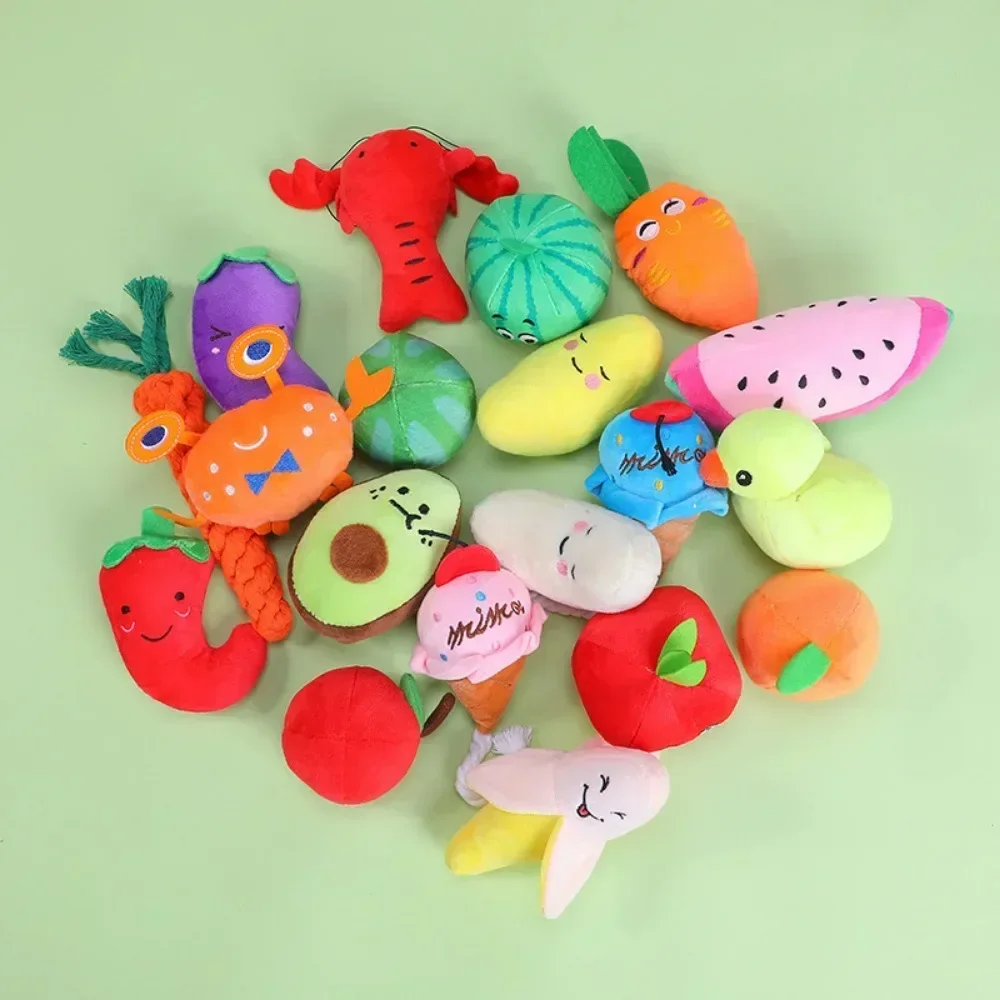 1Pc Pet Toys Fruit Animals Cartoon Dog Toy Stuffed Squeaking Cute Plush Puzzle for Dogs Cat Chew Squeaker Squeaky Toy