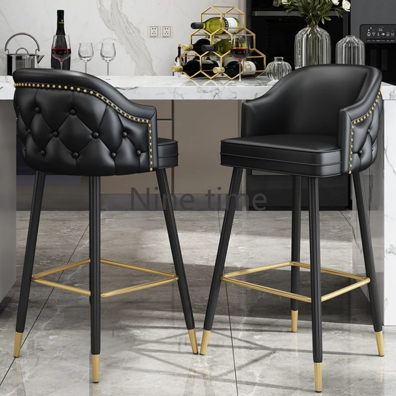 

Modern European Bar Chairs Luxury Accent Comfortable Makeup Patio Salon Bar Stools Ergonomic Barber Cadeira Alta Home Furnitures