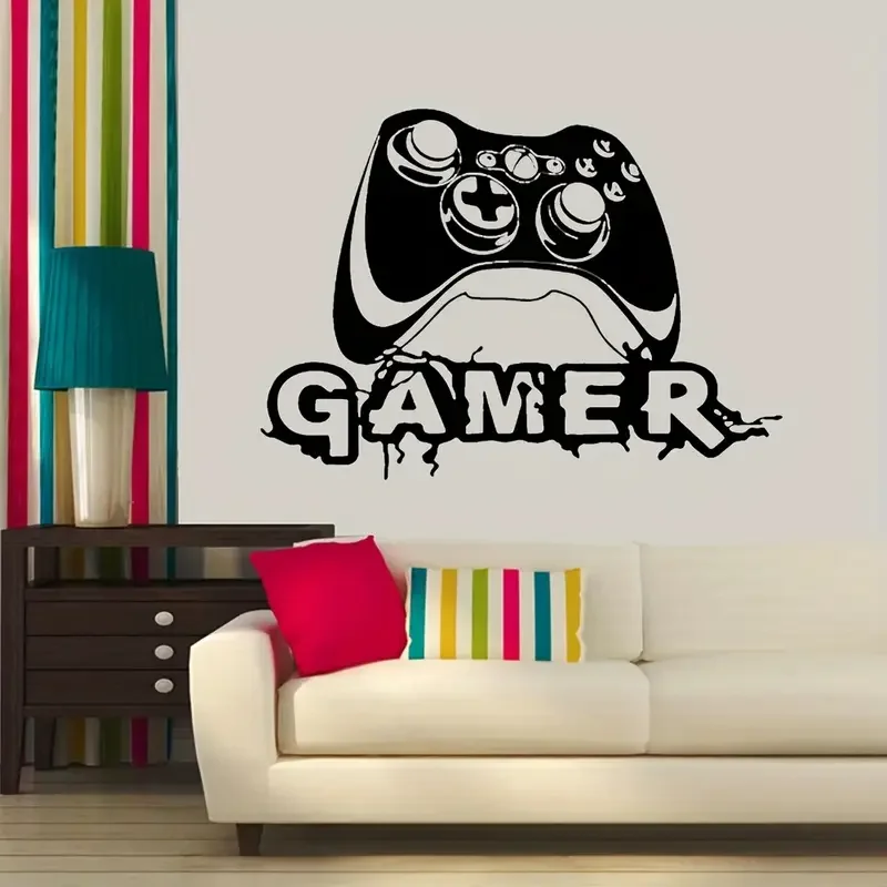 Large Graffiti Video Game Joystick Wall Decal Playroom Gaming Zone Gamer Wall Sticker Bedroom Vinyl Home Decor