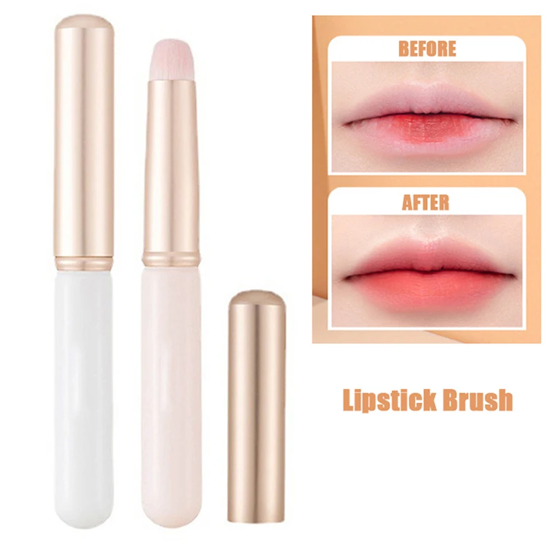 Draagbare Ronde Hoofd Mini Lip Borstel Draagdeksel Lippenstift Borstel Concealer Borstel Meisje Lipgloss Make-Up Borstel