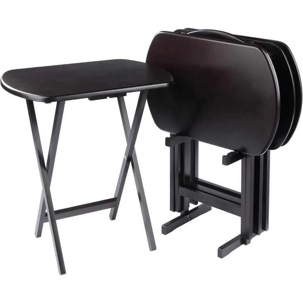 Corbett Set of 4 Oversized Foldable Snack Tables with Storage Rack