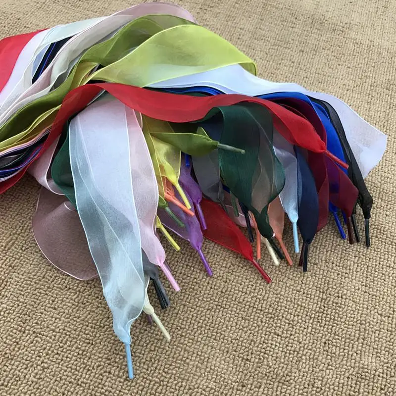 1 Pair Multicolor Shoes Laces Shoes Rope 4cm Wide Shoelaces Shoe Tie Transparent Widened Shoelace Shoe Accessories for Women Men