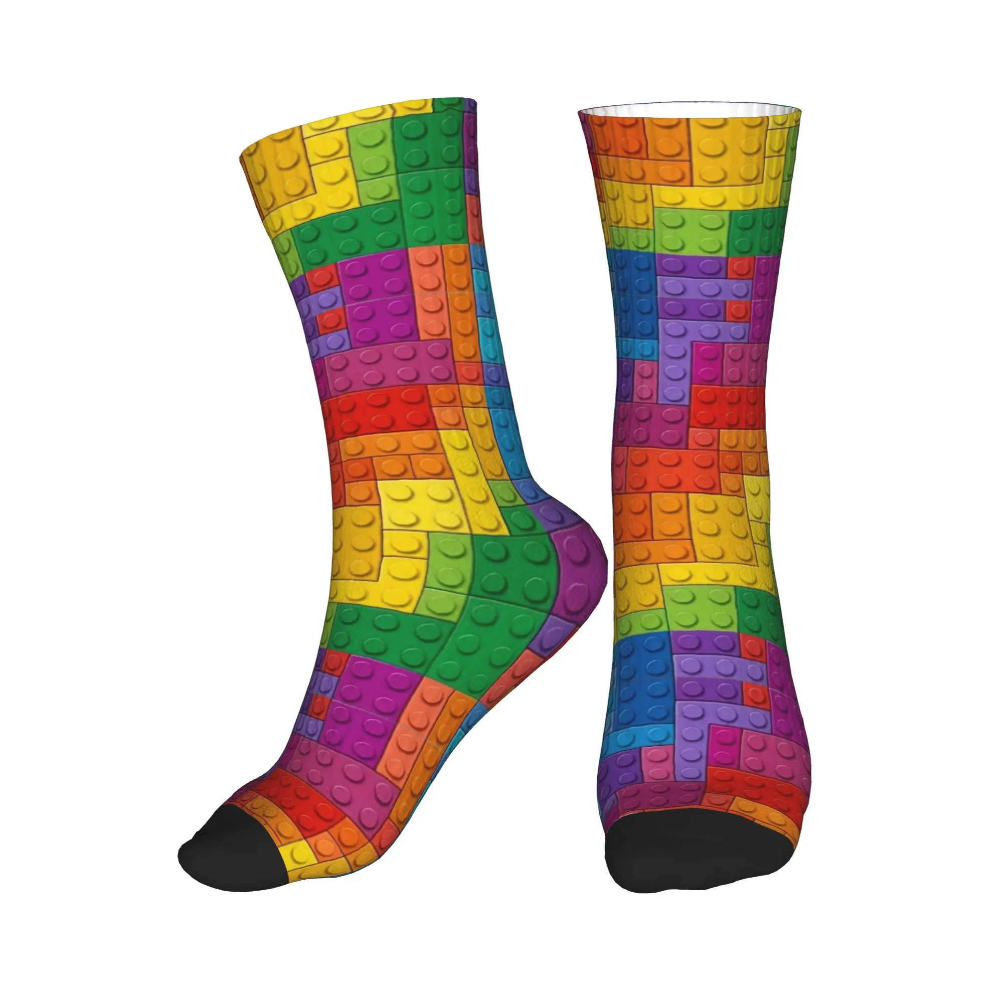 Building Blocks Construction Time Color Mix Socks Trendy Stockings Spring Anti Bacterial Men Socks Quality Pattern Running Socks
