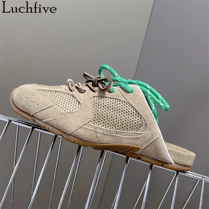 

2024 New Hot Multicolour Lace Up Flat Slippers Women Plus Size Casual Mules Slippers Luxury Trainers Sneakers Slippers Men